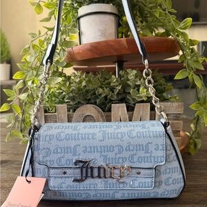 Juicy Couture Light Blue Monogram Shoulder Bag